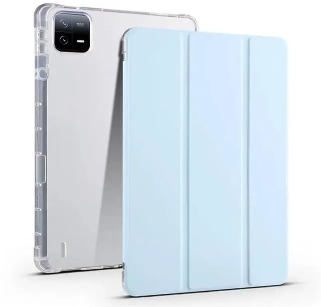 Main image of TPU Soft Tablet Case for Xiaomi Pad 7 / Xiaomi Pad 7 Pro 11.2 inch, PU Leather TriFold Magnetic Stand Cover with Pencil Holder,Sky Blue