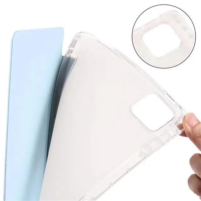 Alt view image 3 of 5 - TPU Soft Tablet Case for Xiaomi Pad 7 / Xiaomi Pad 7 Pro 11.2 inch, PU Leather TriFold Magnetic Stand Cover with Pencil Holder,Sky Blue