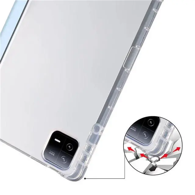 Alt view image 4 of 5 - TPU Soft Tablet Case for Xiaomi Pad 7 / Xiaomi Pad 7 Pro 11.2 inch, PU Leather TriFold Magnetic Stand Cover with Pencil Holder,Sky Blue