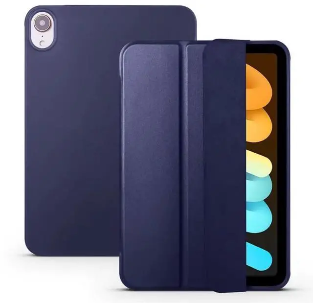 Main image of TPU Soft Case for iPad mini A17 Pro / iPad mini 6 8.3 Inch, Trifold Magnetic Stand Tablet Cover, PU Leather Silicone Slim Lightweight Protective Shell,Dark Blue