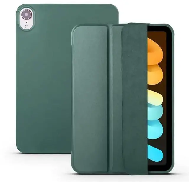Main image of TPU Soft Case for iPad mini A17 Pro / iPad mini 6 8.3 Inch, Trifold Magnetic Stand Tablet Cover, PU Leather Silicone Slim Lightweight Protective Shell,Green