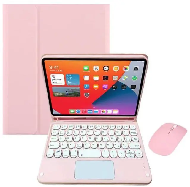Main image of Detachable Wireless Keyboard Case with Trackpad for iPad Mini 7 (A17 Pro) 8.3 Inch, Rechargeable EnglishLayout Keyboard Folio Cover, Horizontal Stand & Builtin Pencil HolderPink