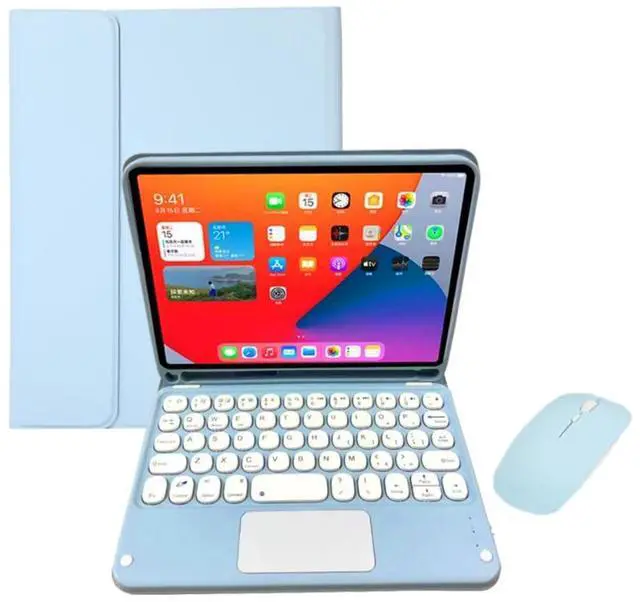 Main image of Detachable Wireless Keyboard Case with Trackpad for iPad Mini 7 (A17 Pro) 8.3 Inch, Rechargeable EnglishLayout Keyboard Folio Cover, Horizontal Stand & Builtin Pencil Holder,Sky Blue