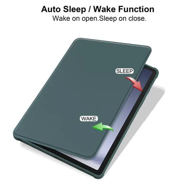 Alt view image 6 of 6 - 360° Rotating Case for Samsung Galaxy Tab S9 FE 10.9" / Tab S9 11", Clear Acrylic Hard Back Tablet Cover with Pencil Holder, Horizontal & Vertical StandGreen
