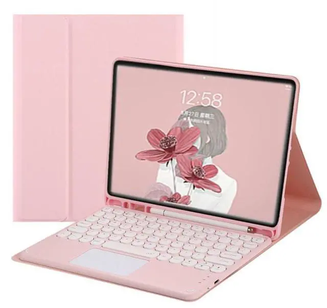 Alt view image 5 of 7 - Trackpad Keyboard Case with Pen Holder for iPad 9.7" 5th/6th Gen 2017/2018, iPad Pro 9.7, iPad Air 2/Air(Pink)