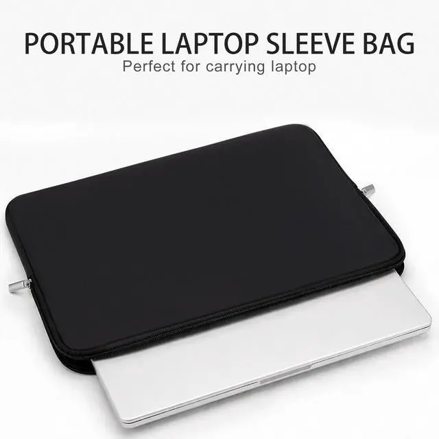 Alt view image 7 of 7 - Soft Padded Zipper Laptop Sleeve for 17" Notebooks, Chromebooks & Ultrabooks, Black