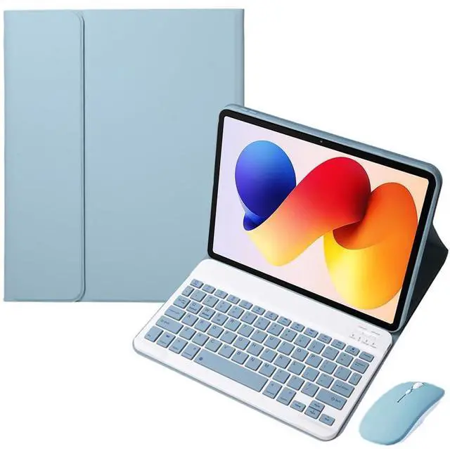 Alt view image 5 of 7 - Detachable Rechargeable Bluetooth Wireless Keyboard Stand Case with US English Layout for 12.1-inch 2025 Xiaomi Redmi Pad 2 Pro, Misty Blue