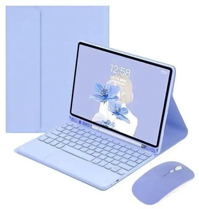 Alt view image 6 of 7 - Detachable Wireless English Touchpad Keyboard & Mouse Folio Case with Pencil Holder & Adjustable Stand for Samsung Galaxy Tab A9+ / A9 Plus 11 Inch (SM-X210/X215/X216/X218), Purple