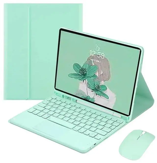 Alt view image 6 of 7 - Detachable Rechargeable English Touchpad Keyboard & Mouse Combo Case with Pencil Holder & Adjustable Stand for Samsung Galaxy Tab S6 Lite 10.4 Inch (2020/2022/2024)(Mint)