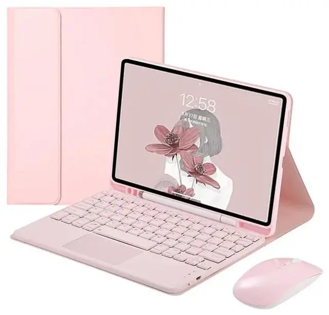 Alt view image 6 of 7 - Detachable Rechargeable Trackpad Keyboard & Mouse Combo Case with Pencil Holder & Adjustable Stand for Samsung Galaxy Tab A7 10.4 Inch (SM-T500/T503/T505/T507/T509) (Pink)