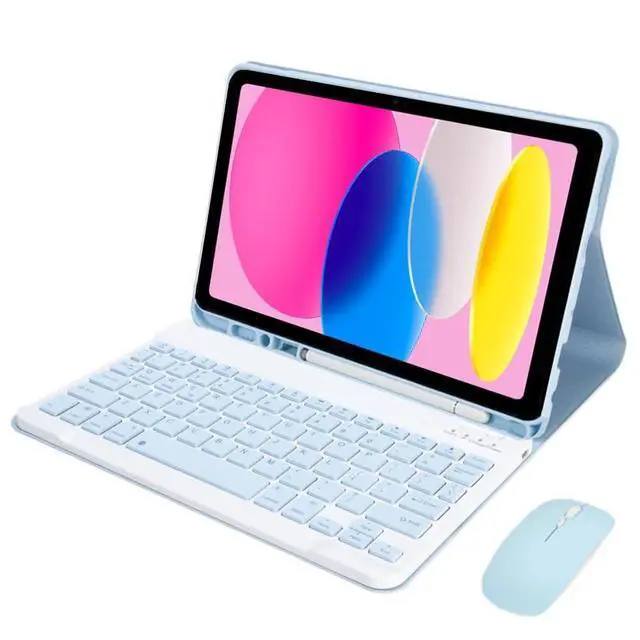 Alt view image 6 of 7 - Detachable Rechargeable Bluetooth Keyboard & Mouse Case with Pencil Slot & Stand, US English Layout for iPad A16 2025 / iPad 11th Generation 11 Inch (Sky Blue)