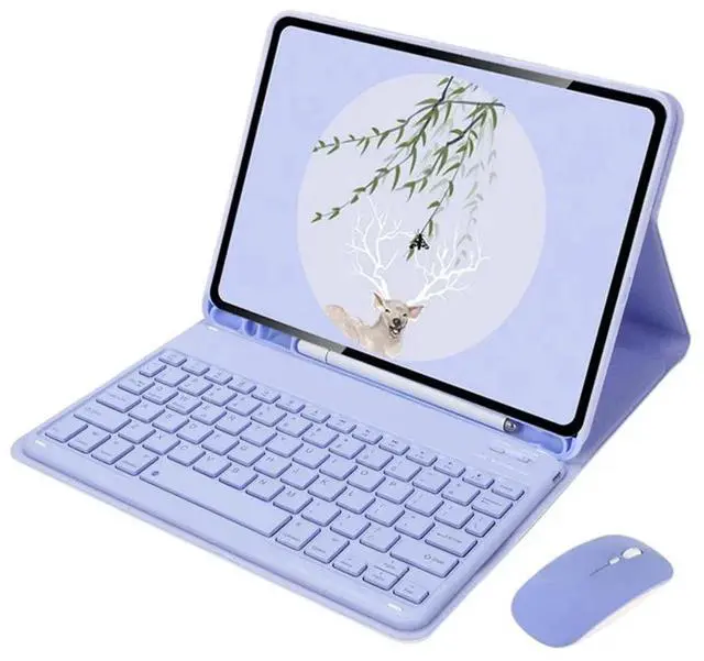 Alt view image 6 of 7 - Detachable English Layout Keyboard & Mouse Folio Stand Case with Pencil Holder for Samsung Galaxy Tab A7 10.4 Inch 2020/2022 (SM-T500/T503/T505/T507/T509) (Purple)