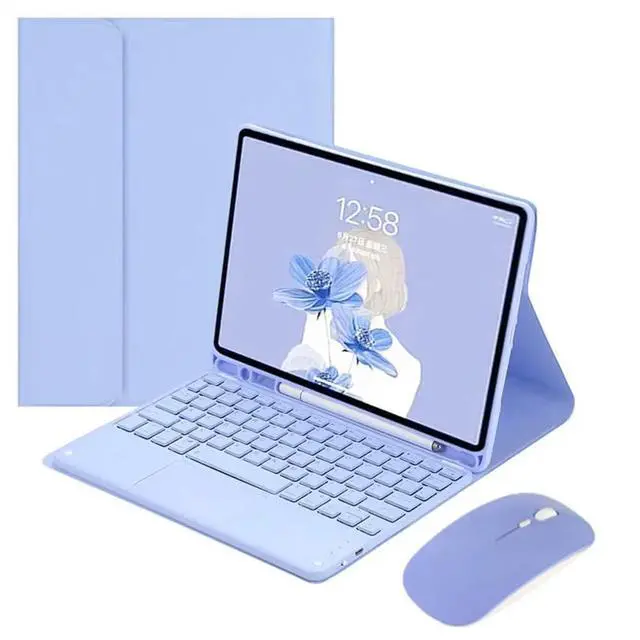 Alt view image 6 of 7 - Detachable Rechargeable English Touchpad Keyboard & Mouse Combo Case with Pencil Holder & Adjustable Stand for Samsung Galaxy Tab S6 Lite 10.4 Inch (2020/2022/2024) (Purple)