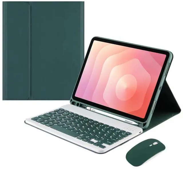 Alt view image 6 of 7 - Keyboard Case for Samsung Tab S11 11" 2025 (SM-X730/X736B), Detachable Rechargeable Bluetooth English Keyboard with Pencil Holder & Stand, Green