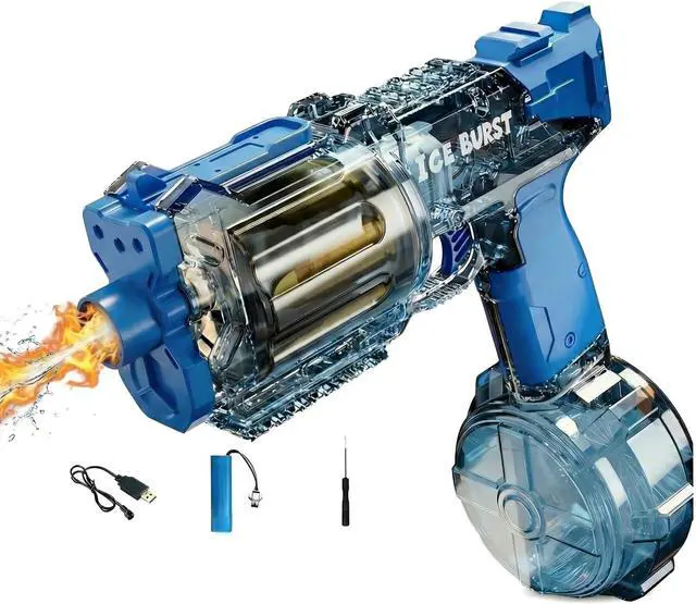 Alt view image 2 of 7 - Electric Water Guns for Adult & Kids32FT Long Range Automatic Squirt Water Blaster,800ml Large Capacity Tank,Splash-Resistant Design, Outdoor Beach Pool Party Toy Gun (Transparent Flashing Water Gun)
