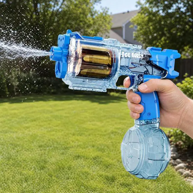 Alt view image 6 of 7 - Electric Water Guns for Adult & Kids32FT Long Range Automatic Squirt Water Blaster,800ml Large Capacity Tank,Splash-Resistant Design, Outdoor Beach Pool Party Toy Gun (Transparent Flashing Water Gun)