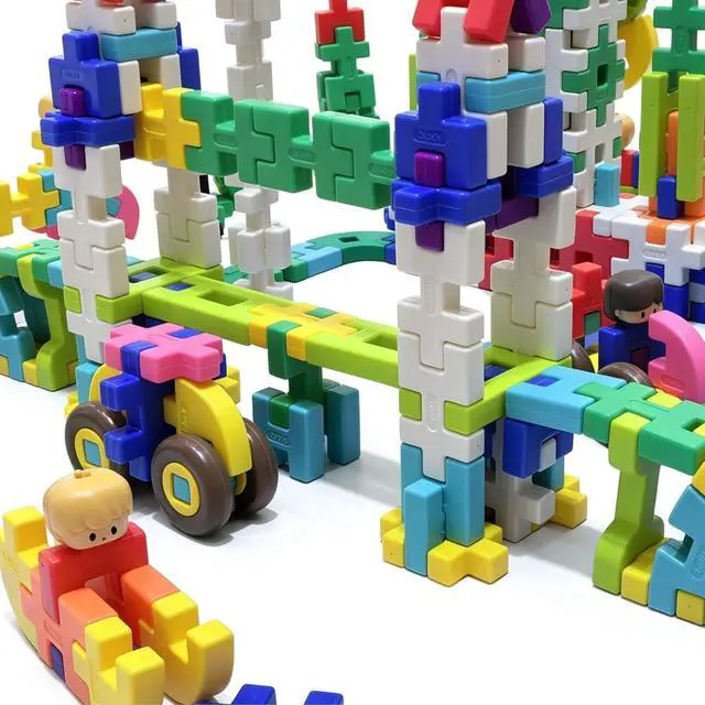 Main image of STEAM Waffle Building Blocks for Toddlers 2-8, Heavy Duty Plastic Interlocking Construction Toy with Storage Case, Reinforced Wall Educational Learning Blocks Gift Set (Rainbow, Standard)
