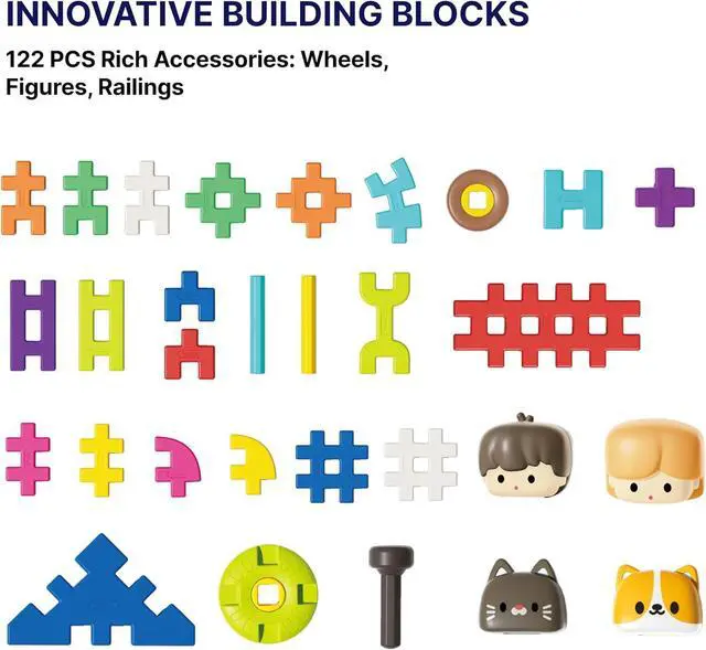 Alt view image 7 of 7 - STEAM Waffle Building Blocks for Toddlers 2-8, Heavy Duty Plastic Interlocking Construction Toy with Storage Case, Reinforced Wall Educational Learning Blocks Gift Set (Rainbow, Standard)