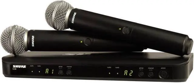 Main image of BLX288/SM58 Dual-Channel Wireless Audio System H9 Band (512542 MHz) BLX88 Receiver, (2) BLX2 Transmitters with SM58 Dynamic Mic, Up to 14 Hr Battery, 300 ft Range