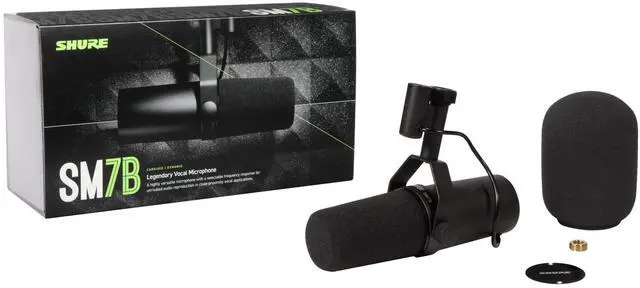 Alt view image 2 of 3 - Shure SM7B Dynamic Studio Microphone - XLR Mic for Podcasting, Streaming, Vocal Recording & Broadcasting, Wide Frequency Range, Smooth Warm Audio, Detachable Windscreen, Black