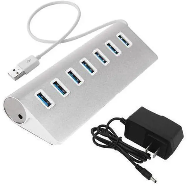 Main image of WIILGN 7-Port Aluminum Alloy USB 3.0 Hub, Portable Bevel USB 3.0 High Speed Data Hub With Power Adapter, Multi-interface USB Splitter for PC Computer Laptop Macbook