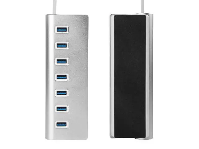 Alt view image 2 of 7 - WIILGN 7-Port Aluminum Alloy USB 3.0 Hub, Portable Bevel USB 3.0 High Speed Data Hub With Power Adapter, Multi-interface USB Splitter for PC Computer Laptop Macbook