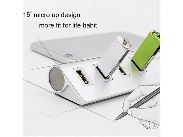 Alt view image 4 of 7 - WIILGN 7-Port Aluminum Alloy USB 3.0 Hub, Portable Bevel USB 3.0 High Speed Data Hub With Power Adapter, Multi-interface USB Splitter for PC Computer Laptop Macbook