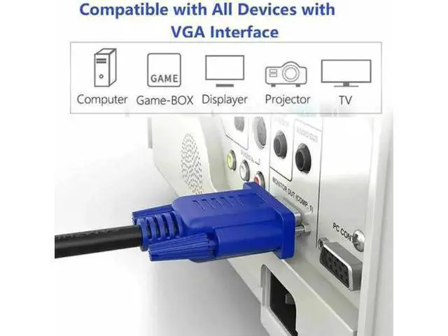 Alt view image 3 of 5 - 0.5M VGA Male to Male Cable SVGA Monitor Cord Blue Plug for PC Computer VGA Display Cable 2B24