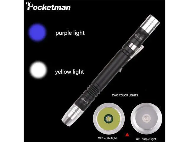 Alt view image 4 of 5 - 2 in 1 Mini UV LED Flashlight Pen Flashlight Multifunctional 395nm Ultra Violet Flashlight Purple White Light Torch