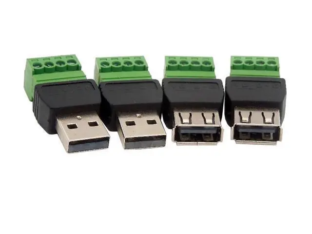 Alt view image 6 of 6 - BUCIER 4Pack USB A Male & Female to 4 Pin Screw Terminal Solderless Bolt Screw Terminals Converter Charging Adapter