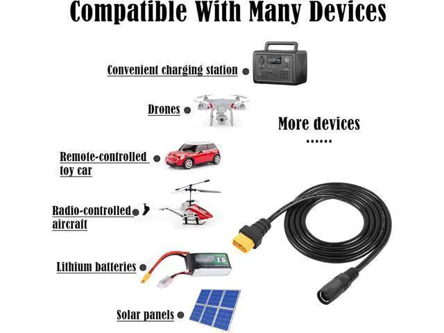 Alt view image 6 of 6 - 2 PCS DC8020 to XT60 Power Cable 14AWG DC8mmx2.0mm Female to XT60 Male Power Cord for Solar Panel, Portable Charging Station,etc(59Inch)