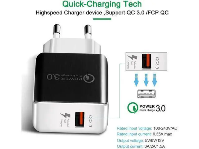 Alt view image 3 of 5 - QC3.0 Travel USB Charger Micro USB Cable For USB Travel Adapter for iPhone X 8 8Plus With 3-in-1 cable