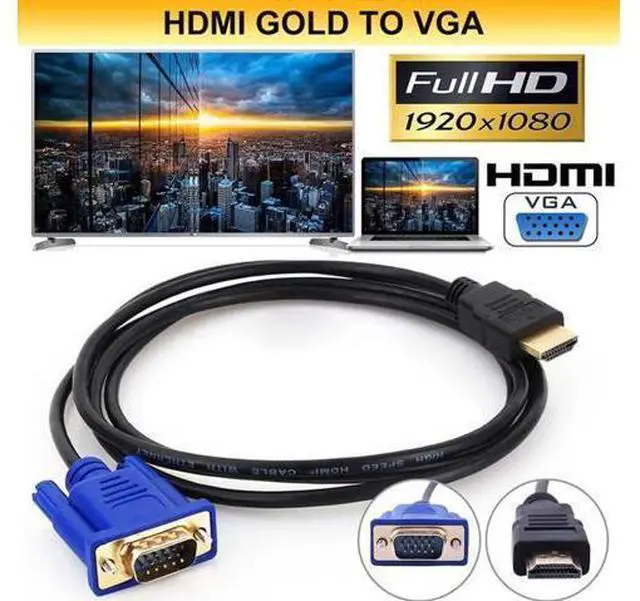 Main image of 1.8m HDMI to 15Pin VGA Cable 1080P Video Adapter Male to Male Cord for HDTV Projector Display