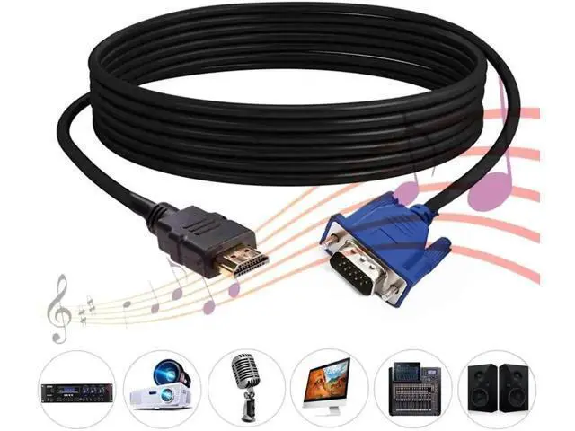 Alt view image 5 of 5 - 1.8m HDMI to 15Pin VGA Cable 1080P Video Adapter Male to Male Cord for HDTV Projector Display