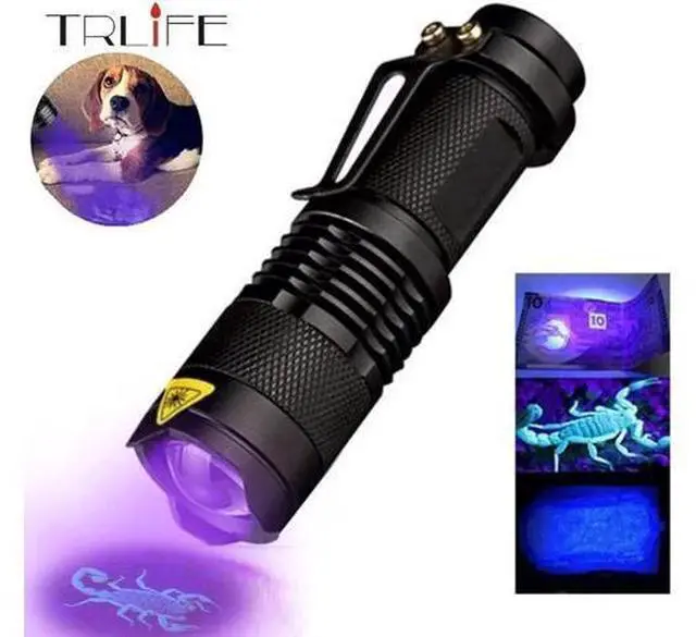 Main image of Flashlight 365nm/395nm Ultra Violet Light Zoomable light Torch Lamp For Marker Checker Detection Using AA/14500 battery
