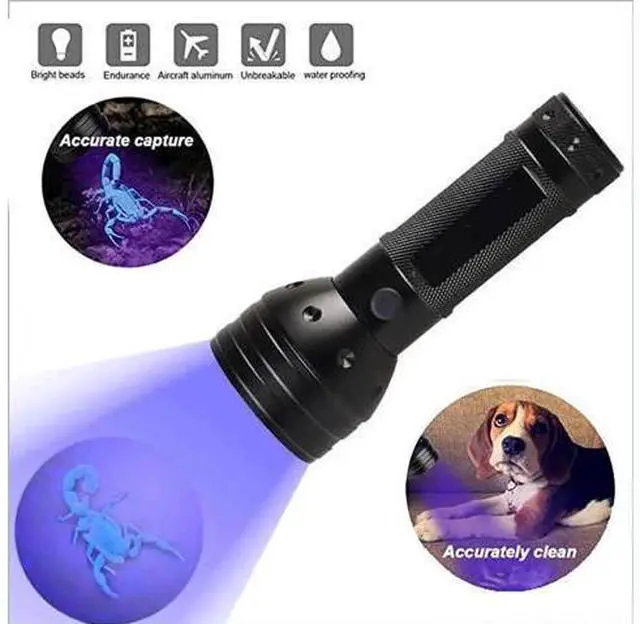 Alt view image 4 of 4 - 51 LED UV Flashlight 395NM 3-AA Battery Scorpion Ultraviolet Light Torch Blacklight for Pet Urine Detector