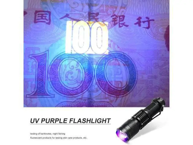 Alt view image 4 of 5 - Q5 395 UV Purple Light Flashlight Telescoping Zoom Money Checker Torch UV Flashlight Ultraviolet Torch With Zoom Function