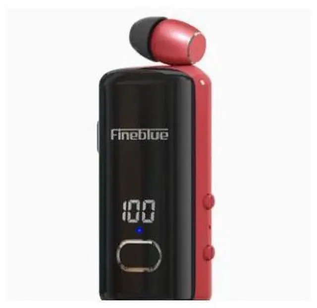 Main image of Fineblue Jialan F580 Clip-on Expandable Bluetooth Headphones with Battery Level Indicator and Incoming Call Vibration Alert Black and red