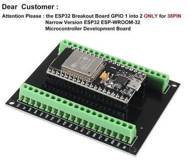 Alt view image 3 of 7 - anicorn 5PCS ESP32 Breakout Board GPIO 1 into 2 for 38PIN No Mounting Hole Version ESP32 ESP-WROOM-32 ESP32 ESP-32S Development Board