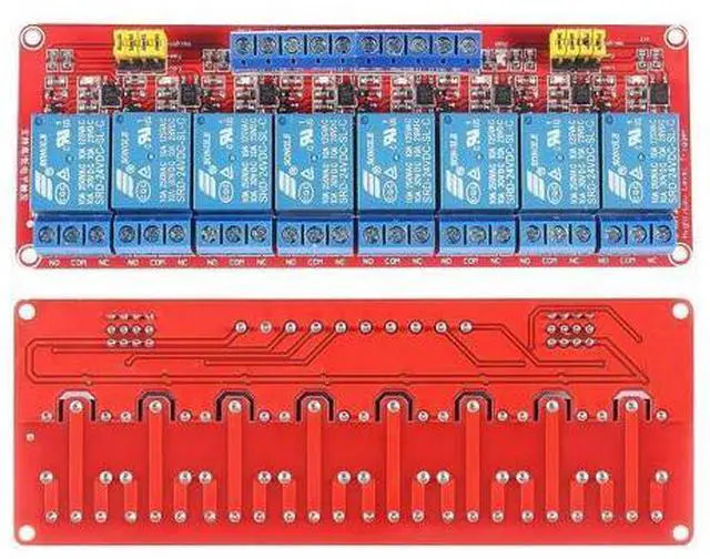 Alt view image 2 of 7 - 2PCS 24V Relay Module with Optocoupler Isolation Support High and Low Level Trigger Relay Red Board (8 Channel 24 Relay)