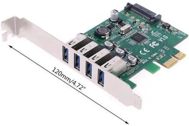Alt view image 5 of 5 - board pci express 4 inputs usb 3.0, 4 inputs usb 3.0 hub adapter 4 inputs usb3.0 usb controller 3 0 pci and pcie expre