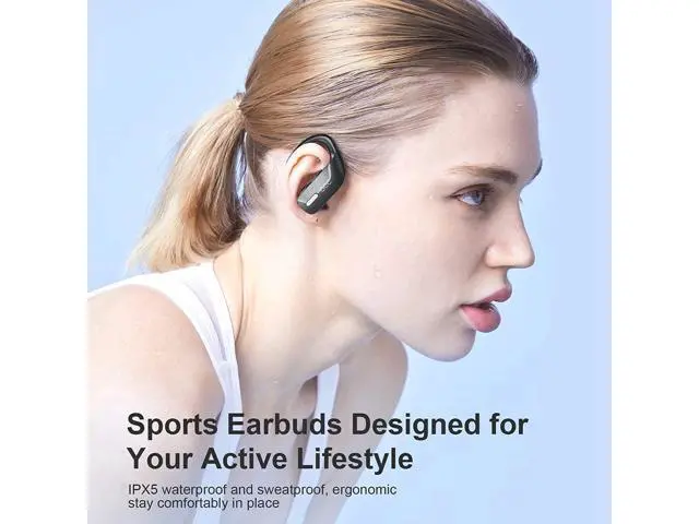 Alt view image 5 of 6 - occiam Wireless Earbuds Bluetooth Headphones 48H Play Back Earphones in Ear Waterproof with Microphone LED Display for Sports Running Workout Black