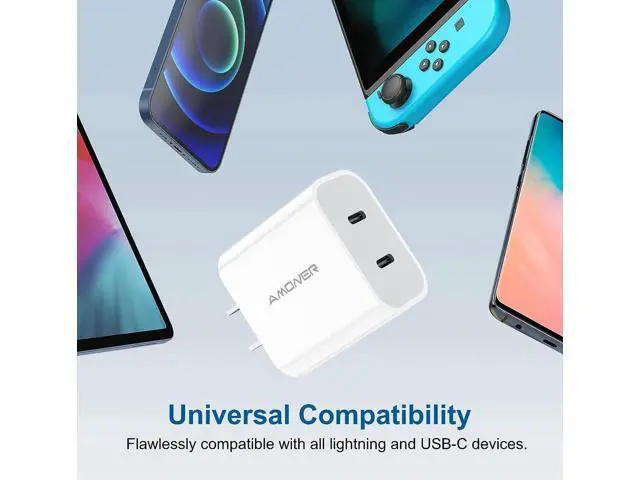 Alt view image 3 of 6 - USB C Wall Charger, 2023 Upgrade 2Pack Type C Fast Charger, Dual Ports 25W PD Fast USB C iPhone Wall Charger Adapter Compatible iPhone 14/13/12/12 Pro/12 Pro Max/12 Mini/11, and More