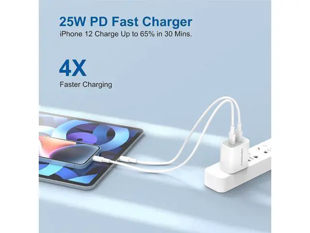 Alt view image 2 of 6 - USB C Wall Charger, 2023 Upgrade 2Pack Type C Fast Charger, Dual Ports 25W PD Fast USB C iPhone Wall Charger Adapter Compatible iPhone 14/13/12/12 Pro/12 Pro Max/12 Mini/11, and More