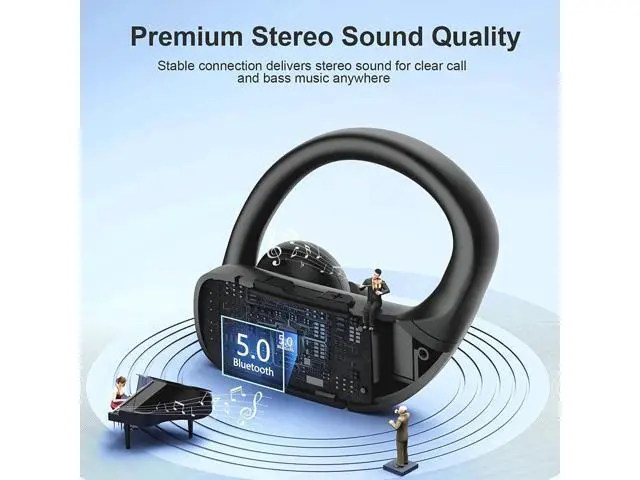 Alt view image 4 of 6 - occiam Wireless Earbuds Bluetooth Headphones 48H Play Back Earphones in Ear Waterproof with Microphone LED Display for Sports Running Workout Black