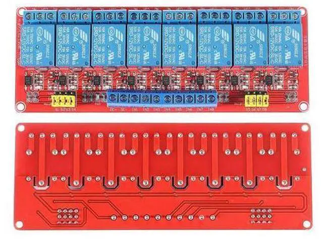 Alt view image 2 of 7 - 2PCS 12V Relay Module With Optocoupler Isolation - High and Low Level Trigger - Red Board (8 Channel)