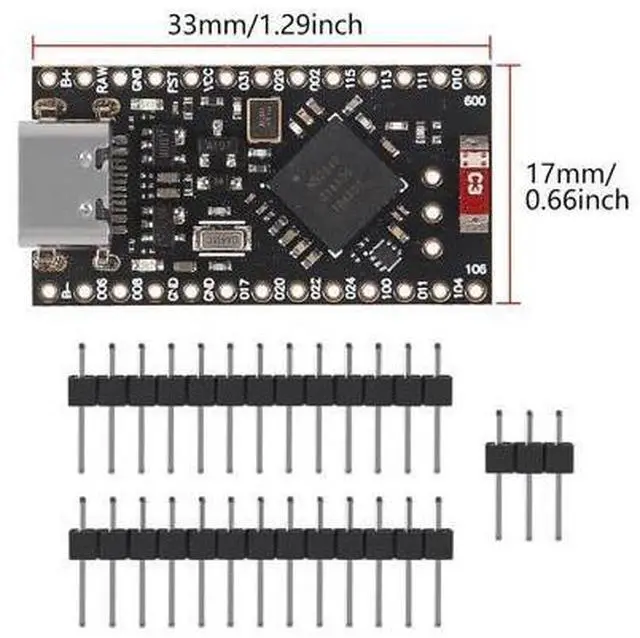 Alt view image 3 of 6 - anicorn 4PCS NRF52840 Development Board,Pro Micro NRF52840 Development Board Wireless Bluetooth Charging Management Module 2.4GHz
