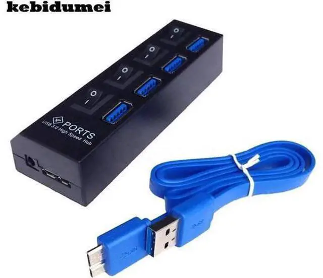 Main image of Fast Speed Compact 4 Ports USB 3.0 HUB With On/Off Switch Multifunction For Desktop Laptop USB Devices With USB Cable