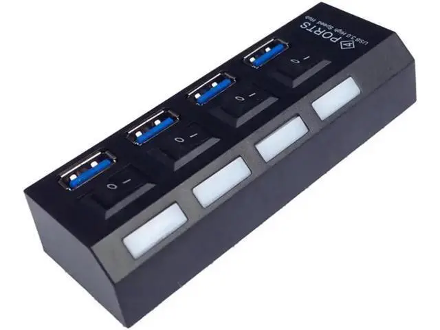 Alt view image 4 of 5 - Fast Speed Compact 4 Ports USB 3.0 HUB With On/Off Switch Multifunction For Desktop Laptop USB Devices With USB Cable