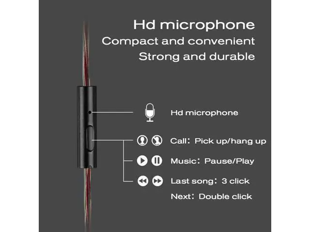 Alt view image 4 of 5 - EP01 3.5mm Wired Headphones 15.4MM Dynamic Flat Head Music Earphone Oxygen Free Copper Wire With Mic Smart Phone Earbuds